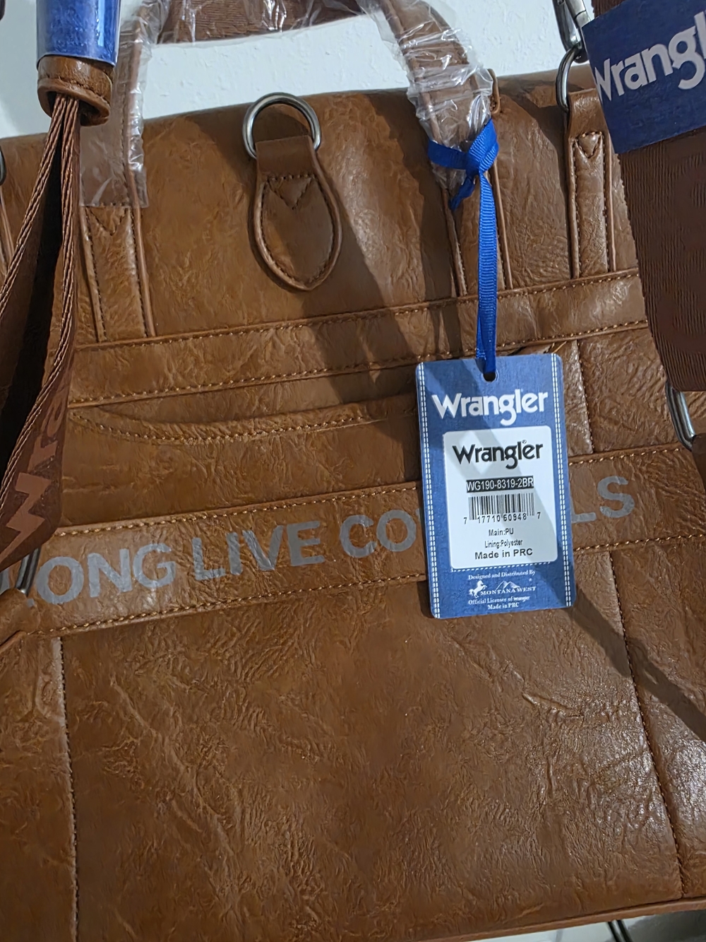 Wrangler Brown Leather-Look Backpack Satchel - Picture 3 of 3